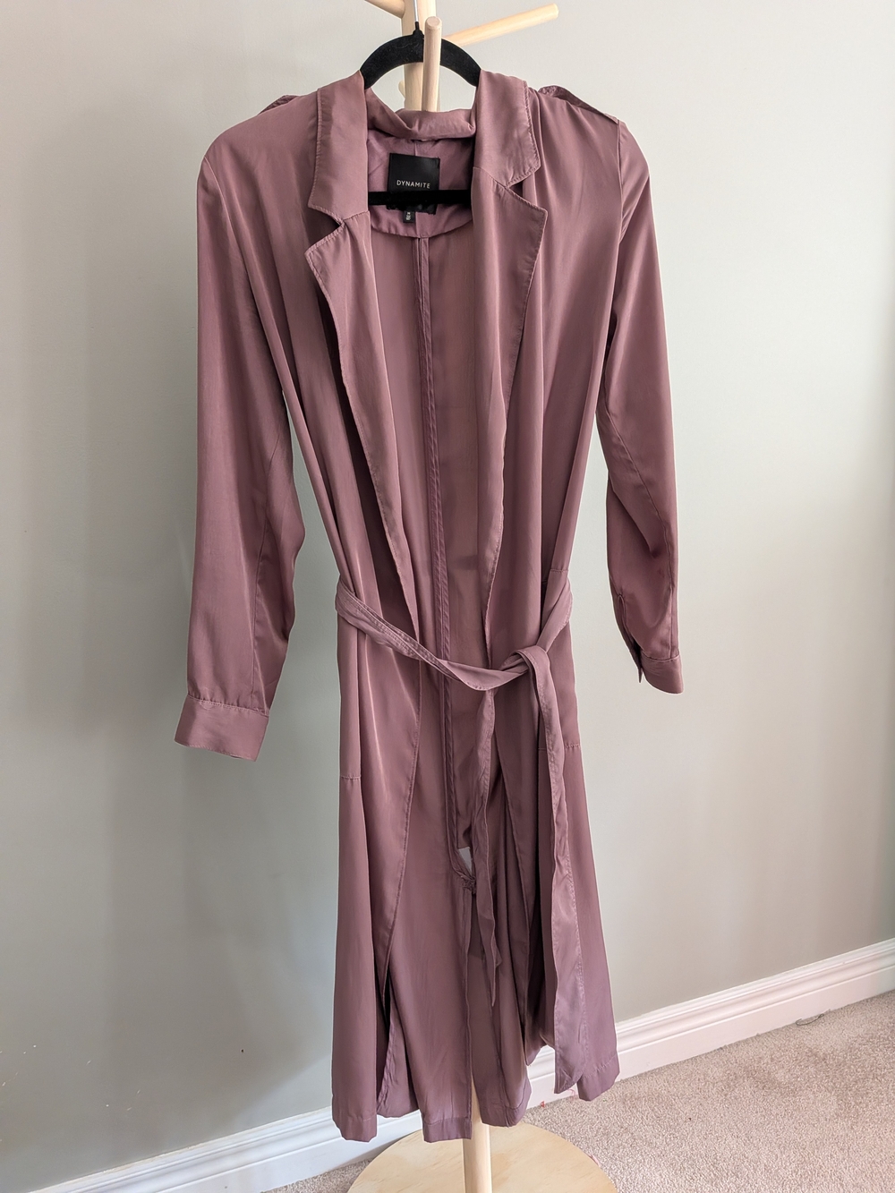 Dynamite Dusty Mauve Long Sleeve Belted Duster Jacket